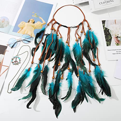 3PCS Hippie Costume Set with Headband Necklace Sunglasses Q192875