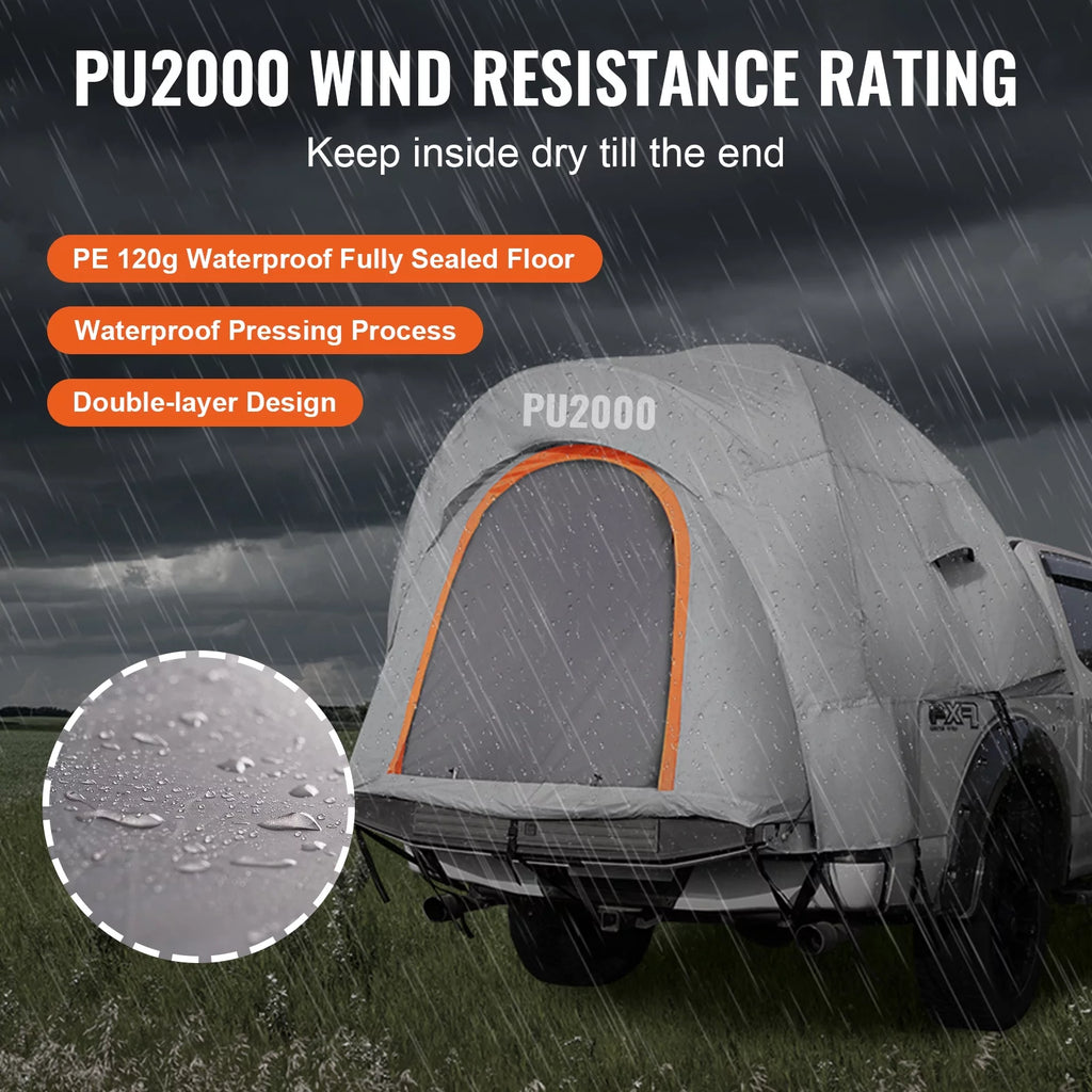 Waterproof Pickup Truck Bed Tent with Rainfly Carry Bag V44135