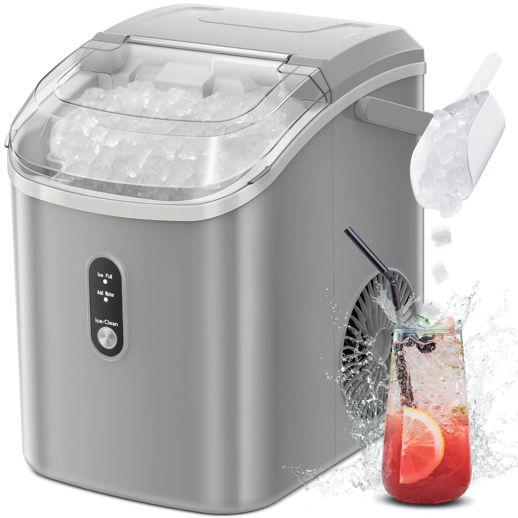 Nugget Ice Maker Countertop with Soft Chewable Pellet Ice, 34lbs/24H, Self-Cleaning, Gray S951