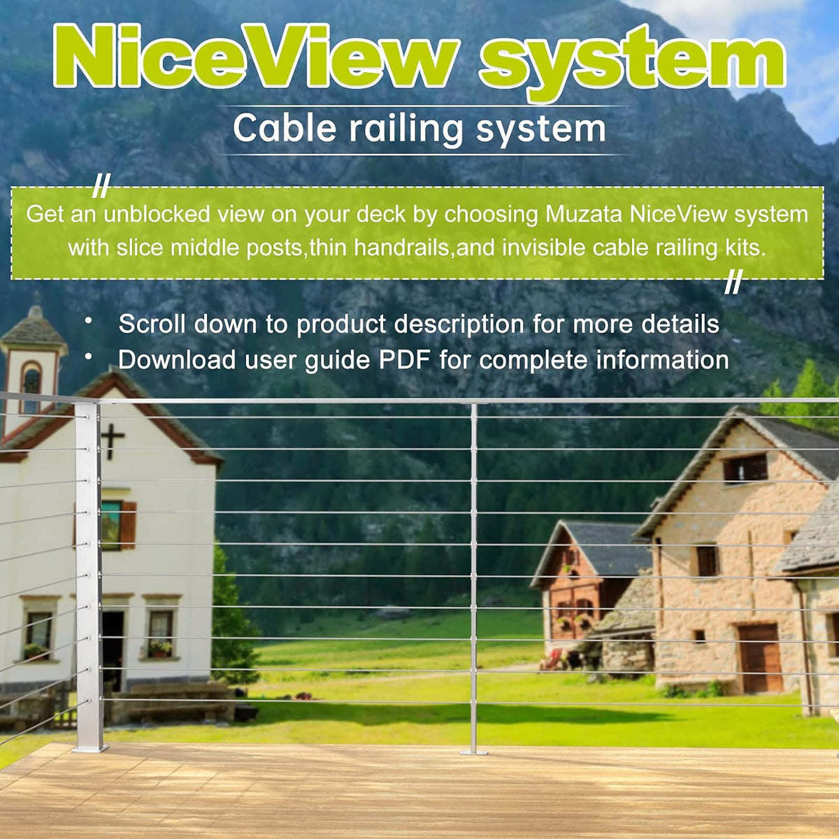 10Pack Cable Railing Kit Invisible Swageless 1/8 Terminal Receiver Flat Head Hidden for 2x2 Metal Post Deck Stairs I4803