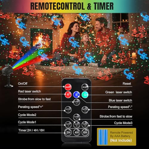 Waterproof RGB Laser Projector Lights with RF Remote and Timer V971
