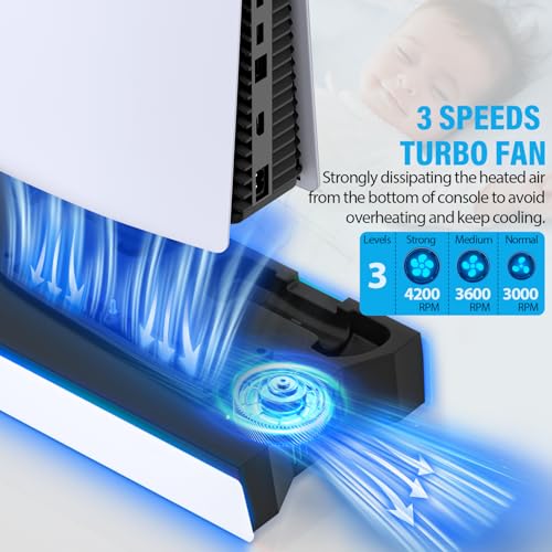 PS5 Stand and Cooling Station with Dual Controller Charging Station, White W3774