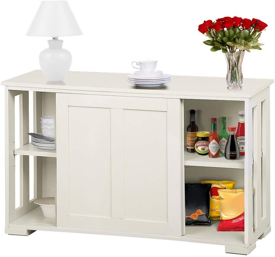 Black Buffet Sideboard with Sliding Door and Adjustable Shelf D415047