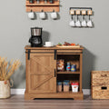 Brown Sliding Barn Door Storage Cabinet Sideboard E633848
