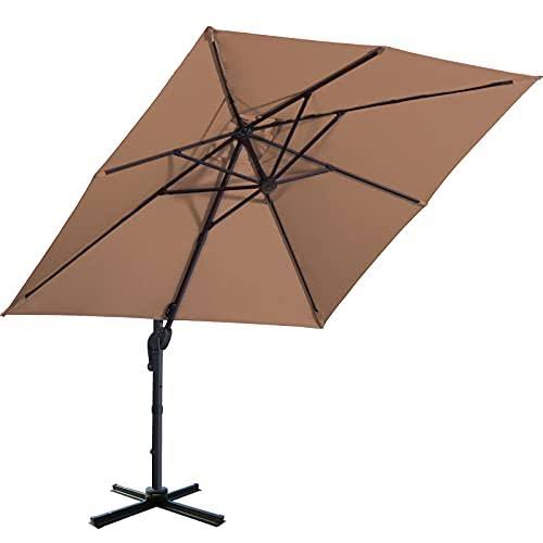 10x10ft Square Cantilever Patio Umbrella with Tilting System Q133806