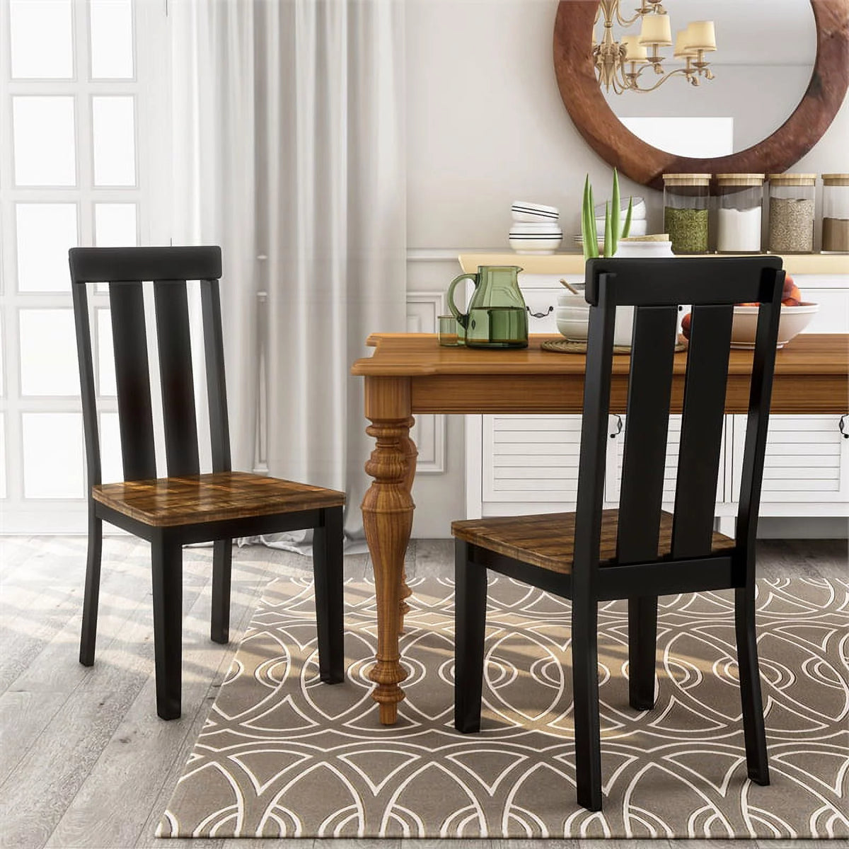 Black Wood Dining Chair Set of 2 M9891