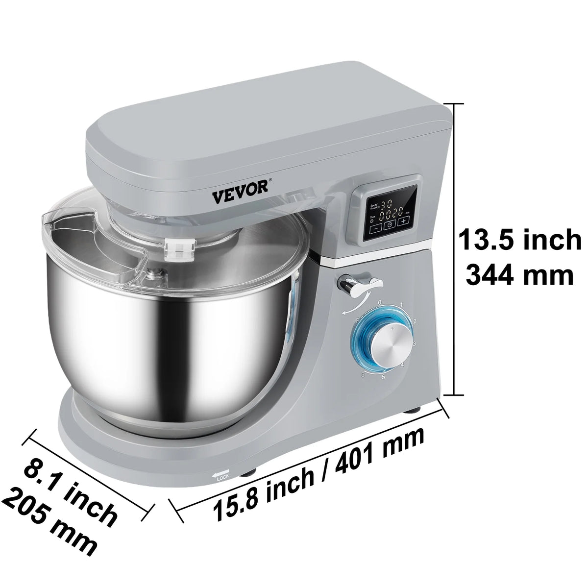 Stand Mixer 7.4Qt Electric Dough Mixer with 6 Speeds LCD Screen 660W L304