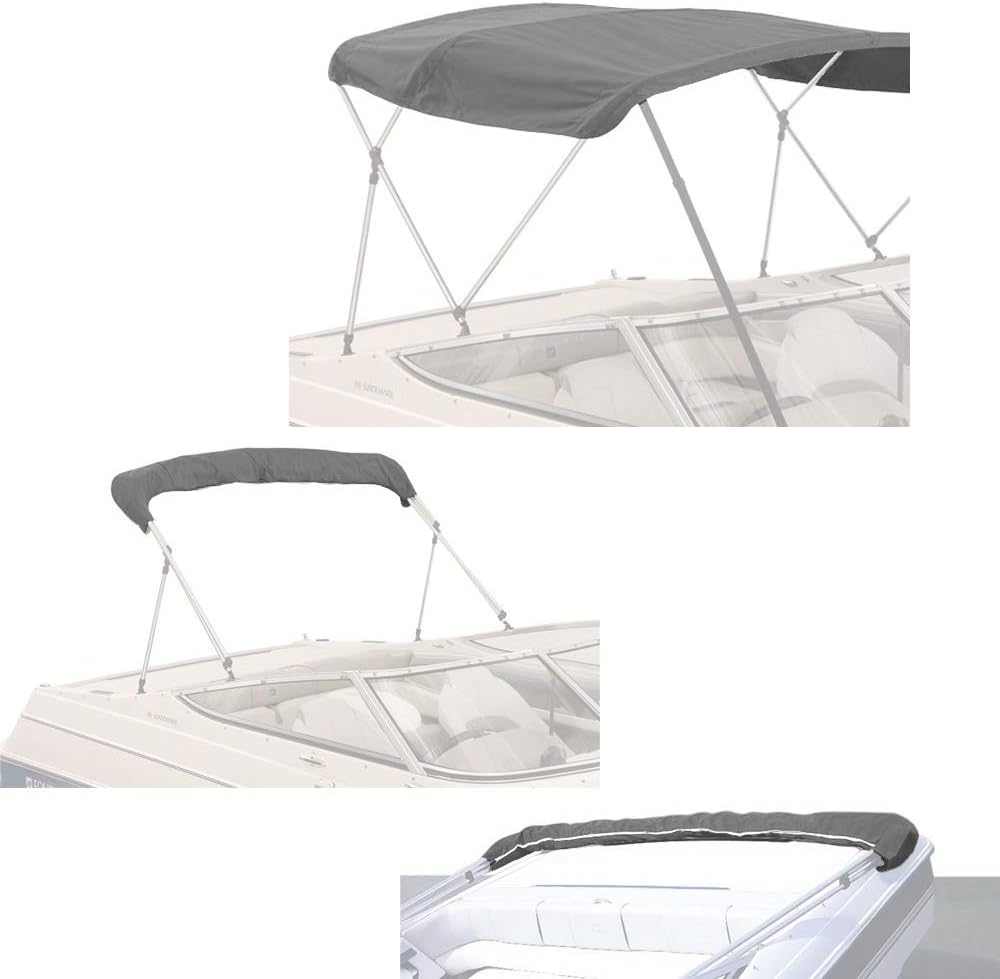 Beige 3 Bow 72 L 54-60 W Canvas Bimini Top Boat Cover G690