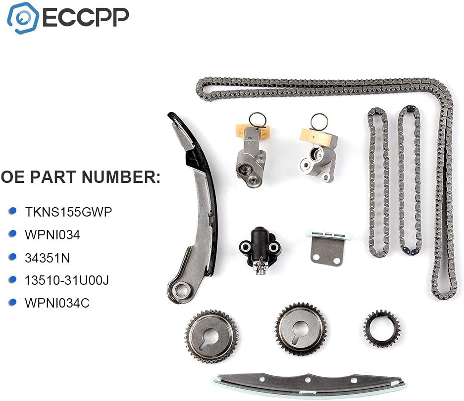 Timing Chain Kit Tensioner Guide Rail Crank Sprocket Cam Sprockets for 2004-2009 Nissan Quest 3.5L VQ35DE C8242