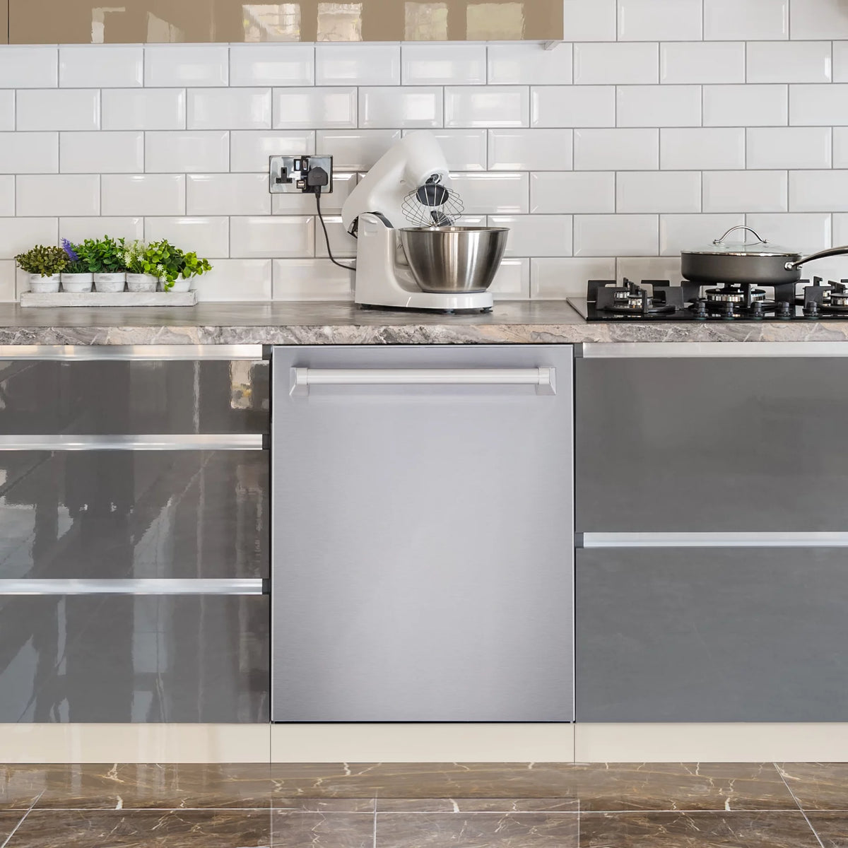 3 Piece Kitchen Appliance Package with Gas Range Range Hood and Dishwasher P402490