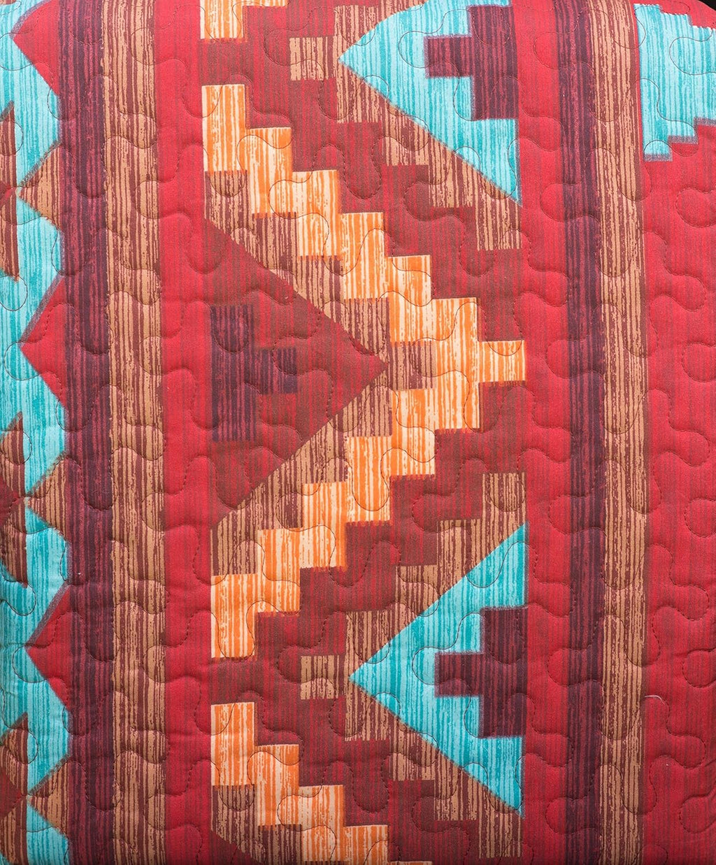 6 Piece King Bedding Quilt Bedspread And Fitted Sheet Set In Turquoise Red Orange Brown P7960