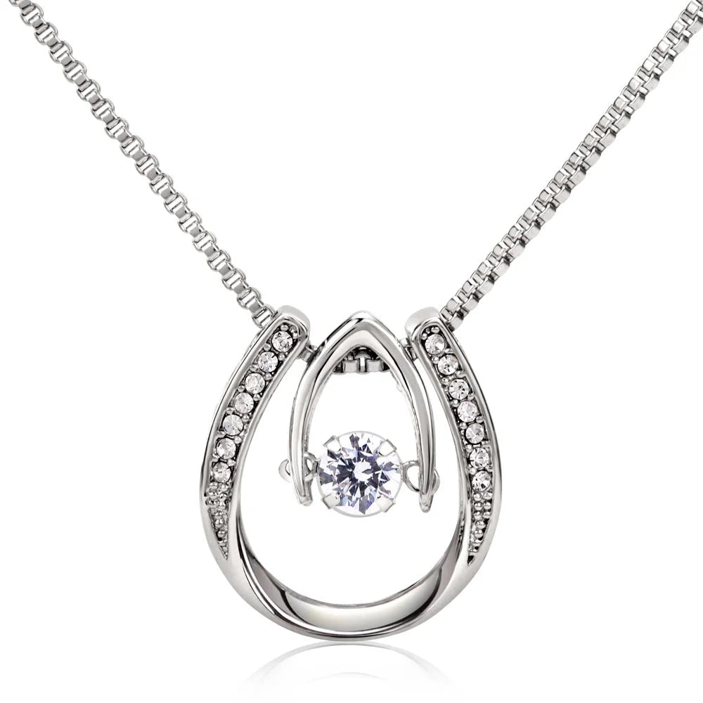 Lucky Horseshoe Necklace with CZ Crystals M267