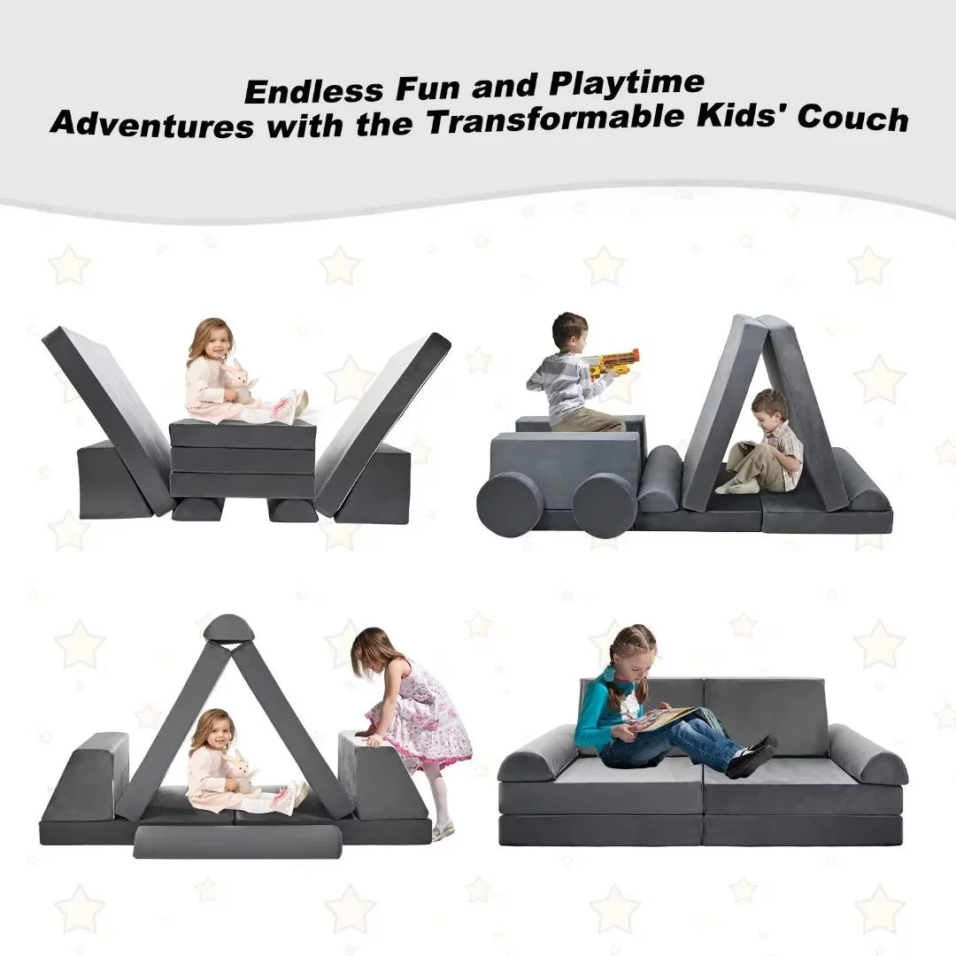 Gray 10 Pcs Kids Play Sofa X86068