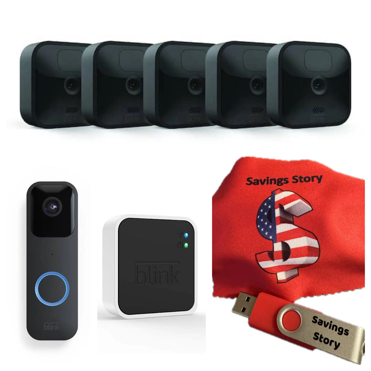 5 HD Camera System + Video Doorbell Bundle with Sync Module 2 B3027