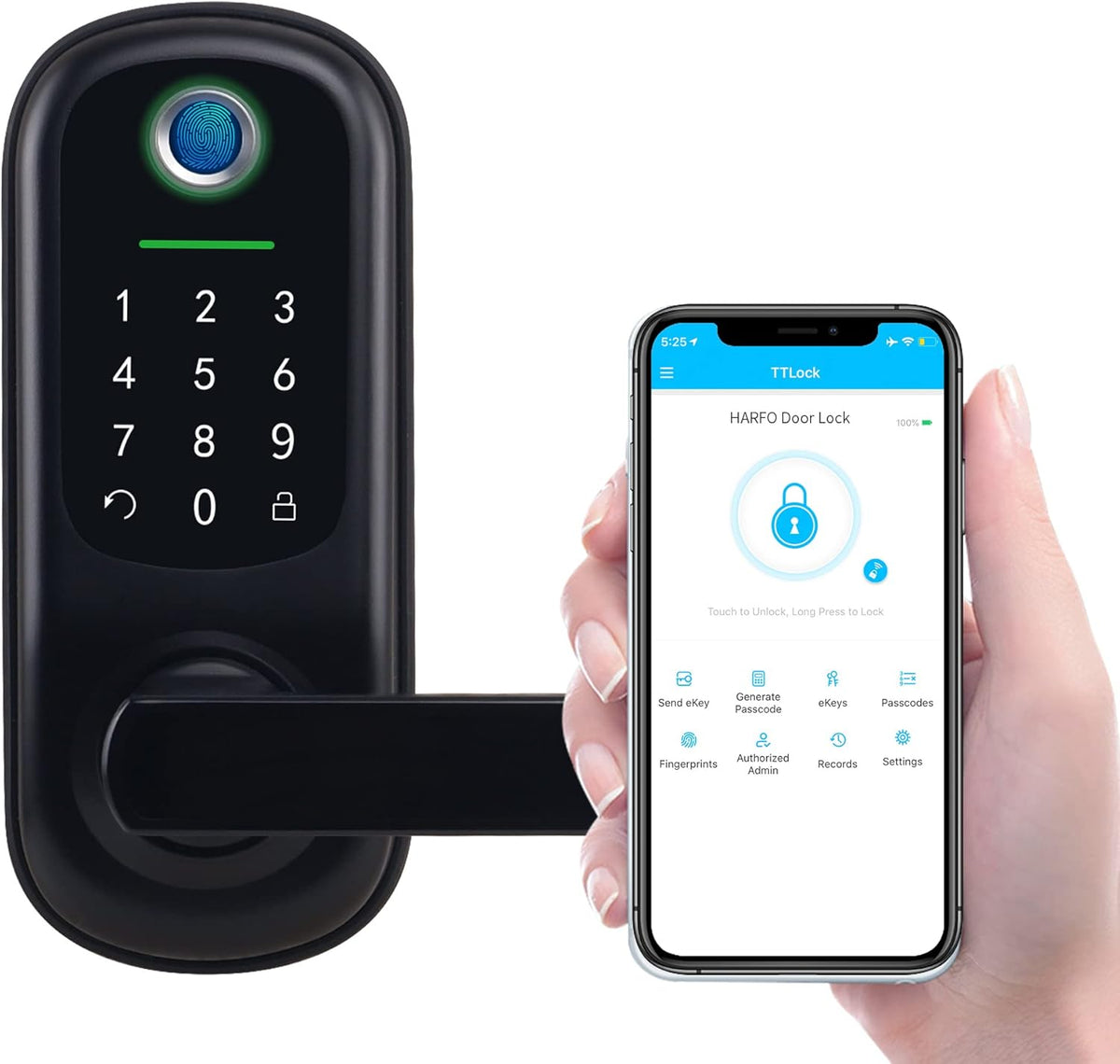 Keyless Electronic Door Lock with Reversible Handle (Satin Nickel) W696247