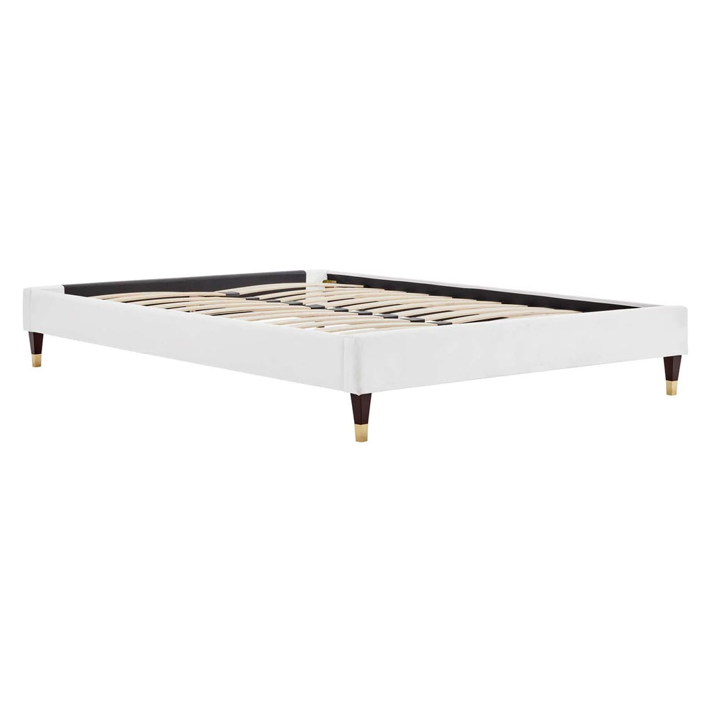 Queen Performance Velvet Platform Bed Frame in White T544166