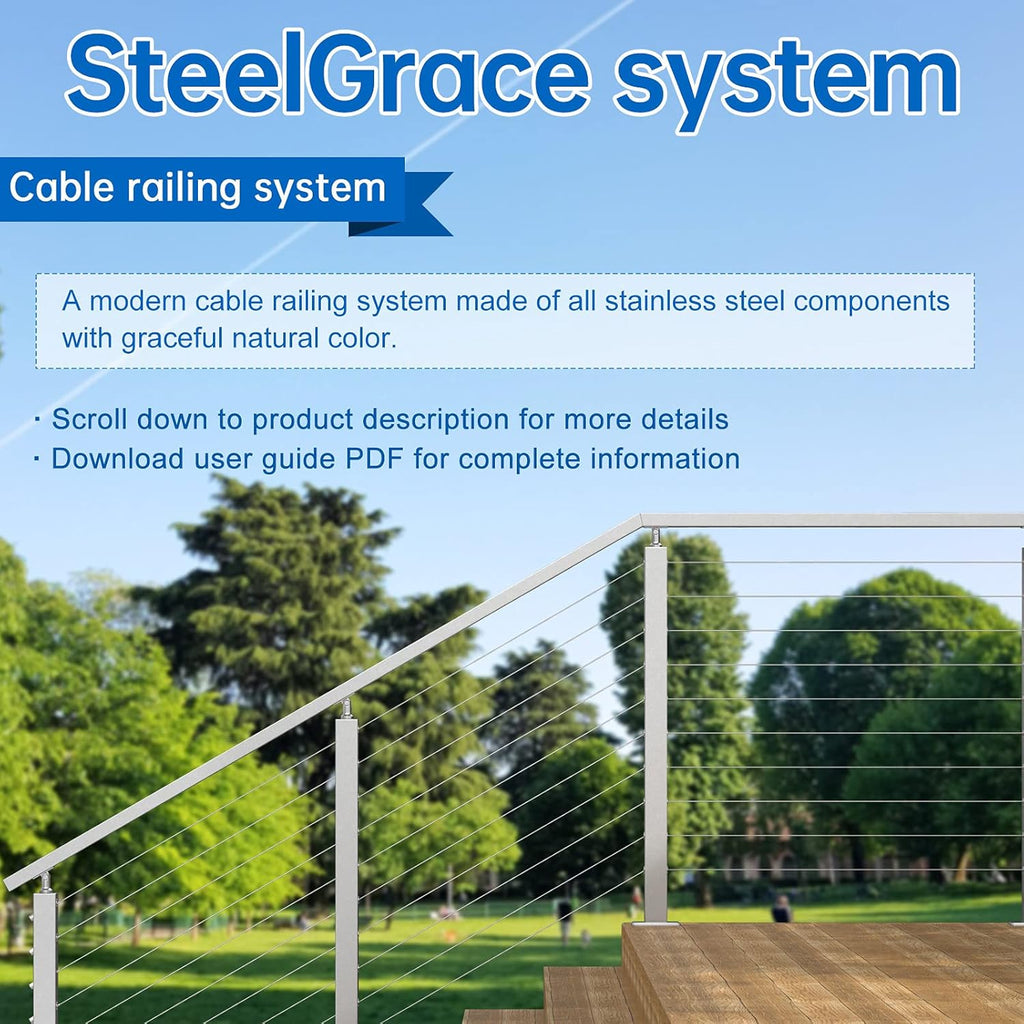 10Pack Cable Railing Kit Invisible Swageless 1/8 Terminal Receiver Flat Head Hidden for 2x2 Metal Post Deck Stairs I4803