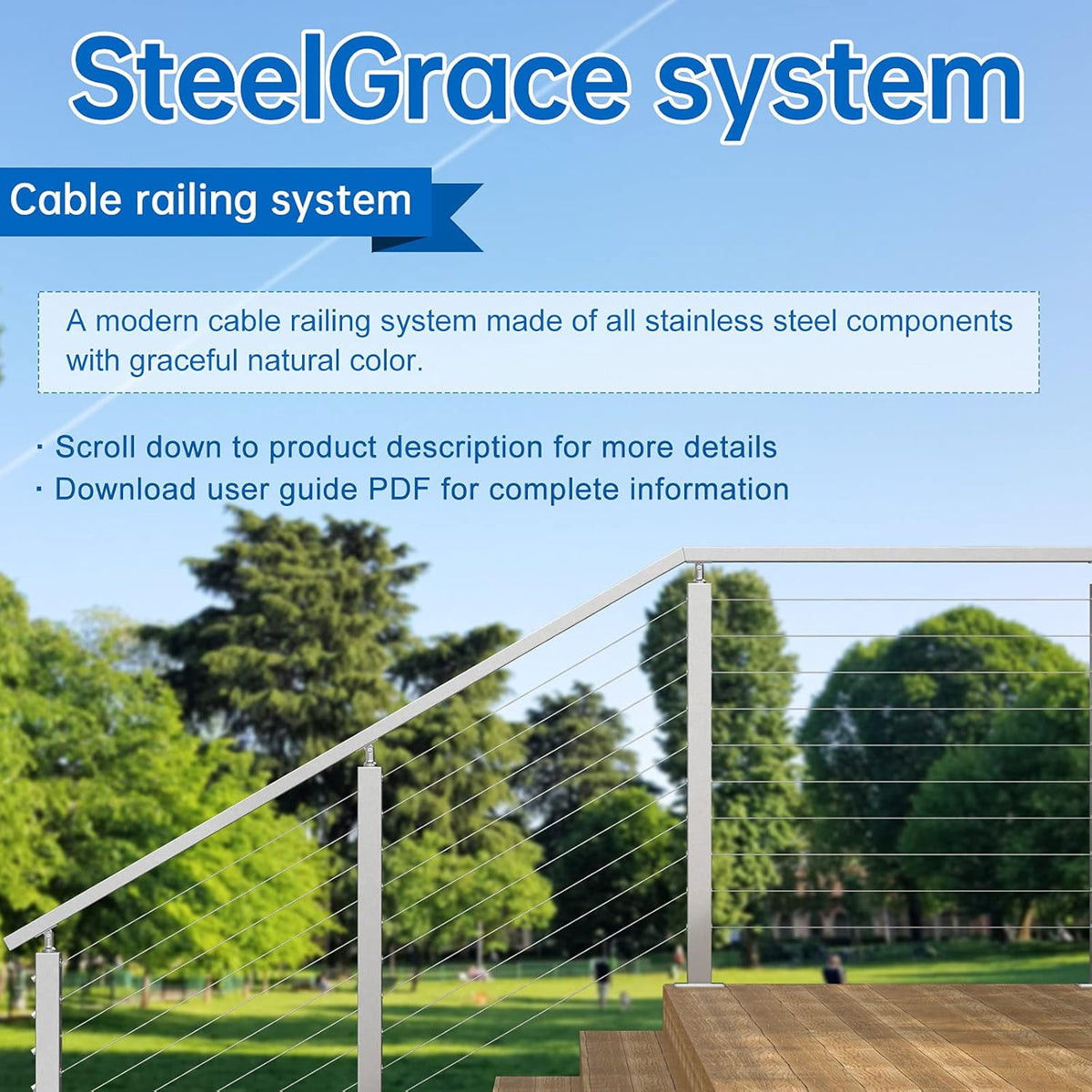 10Pack Cable Railing Kit Invisible Swageless 1/8 Terminal Receiver Flat Head Hidden for 2x2 Metal Post Deck Stairs I4803