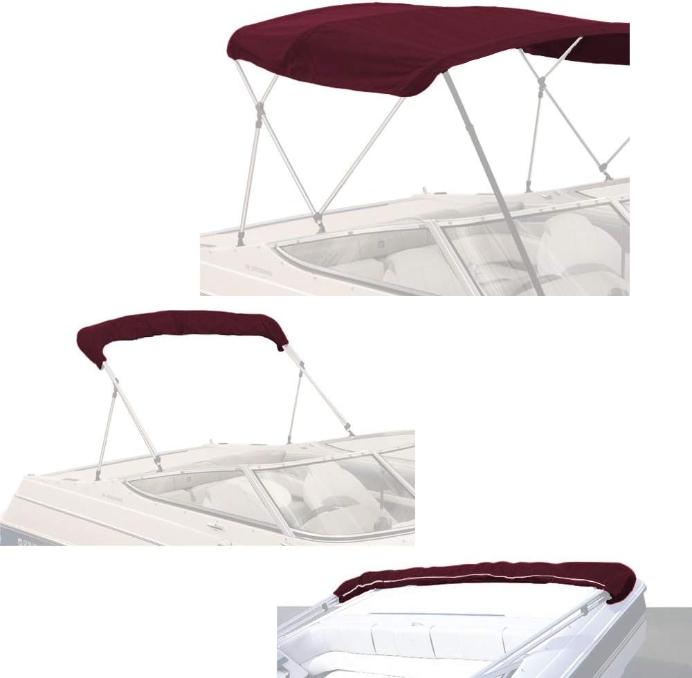 Beige 3 Bow 72 L 54-60 W Canvas Bimini Top Boat Cover G690