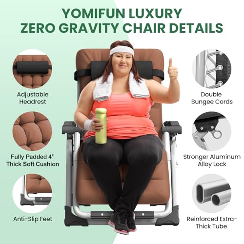 Oversized Padded Reclining Zero Gravity Chair with Cup Holder M1521
