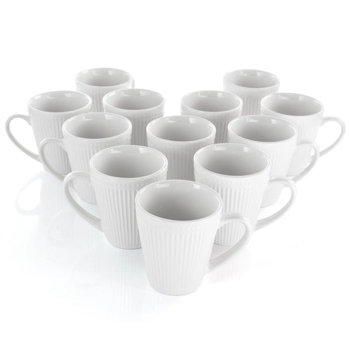 12 Piece Porcelain Mug Set in White H284