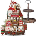 24 Pcs Christmas Tiered Tray Decorations Set with 2 Tiered Tray Stand X807