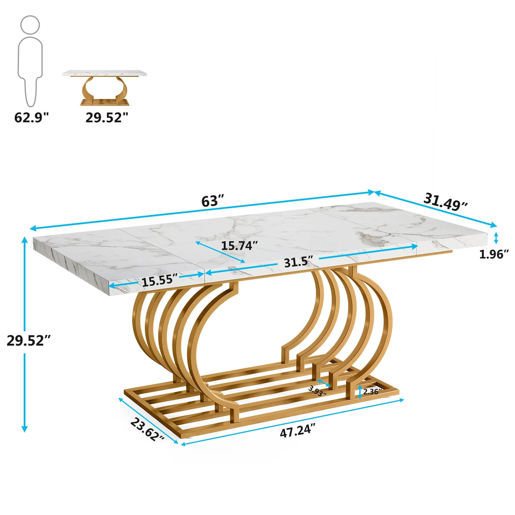 Modern 63 inch Faux Marble Dining Table S617
