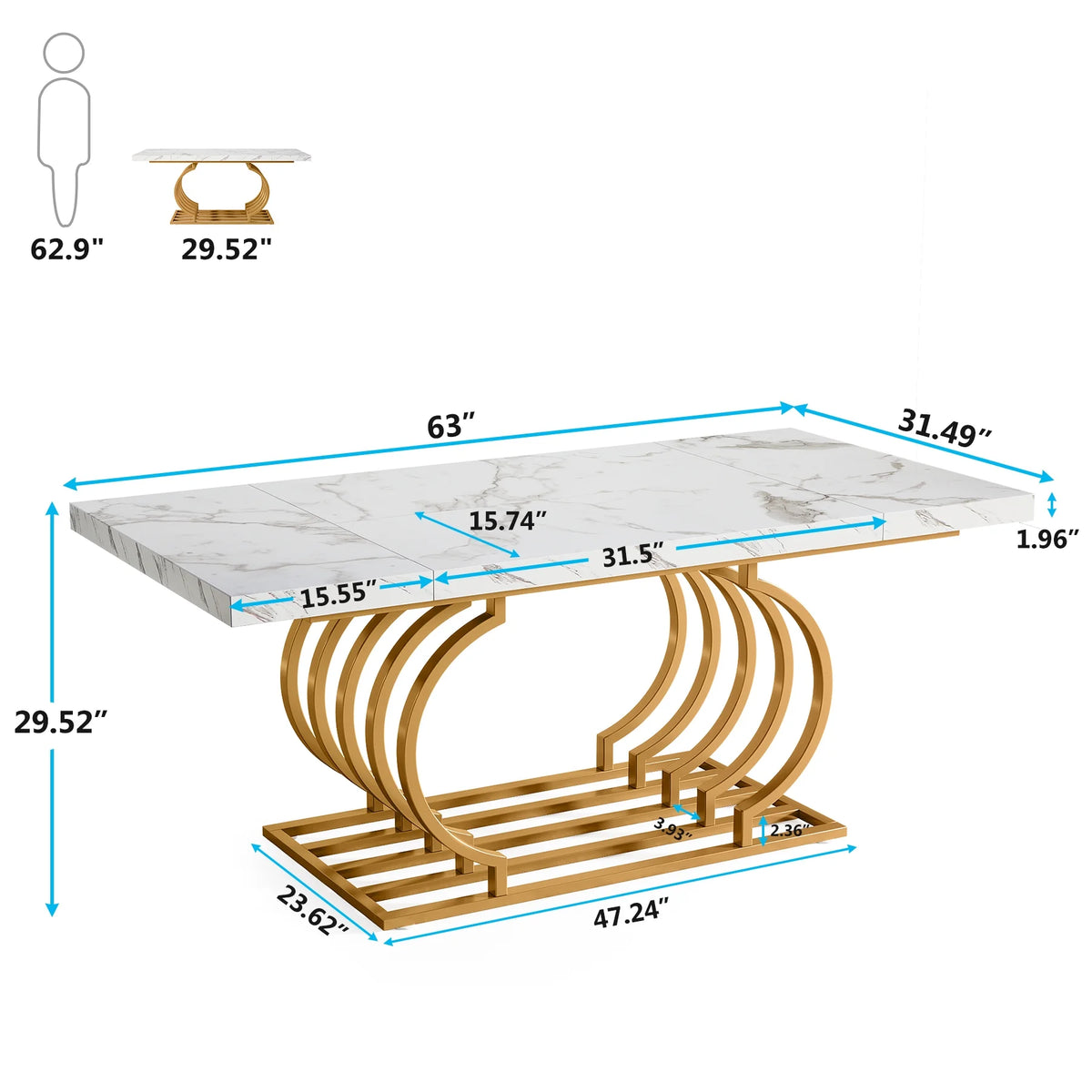 Modern 63 inch Faux Marble Dining Table S617