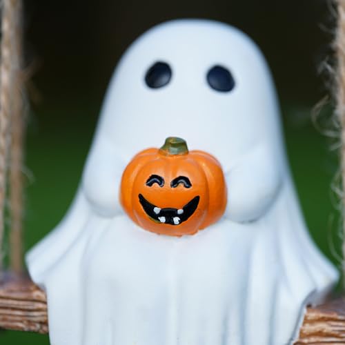 White Resin Pumpkin Swing with Rope Hook Y4940