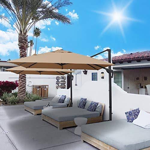 10x10ft Square Cantilever Patio Umbrella with Tilting System Q133806