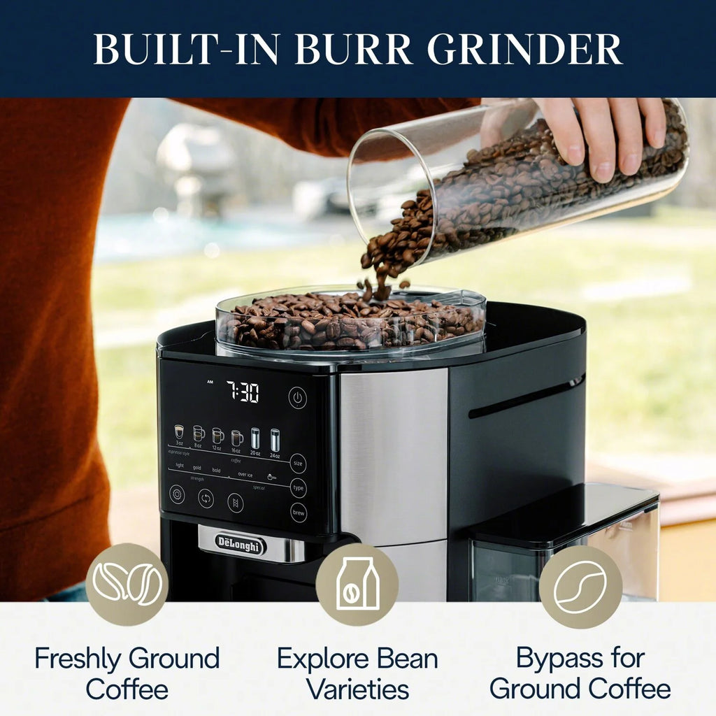 Automatic Single-Serve Drip Coffee Maker with Built-In Grinder, Stainless Steel B4888