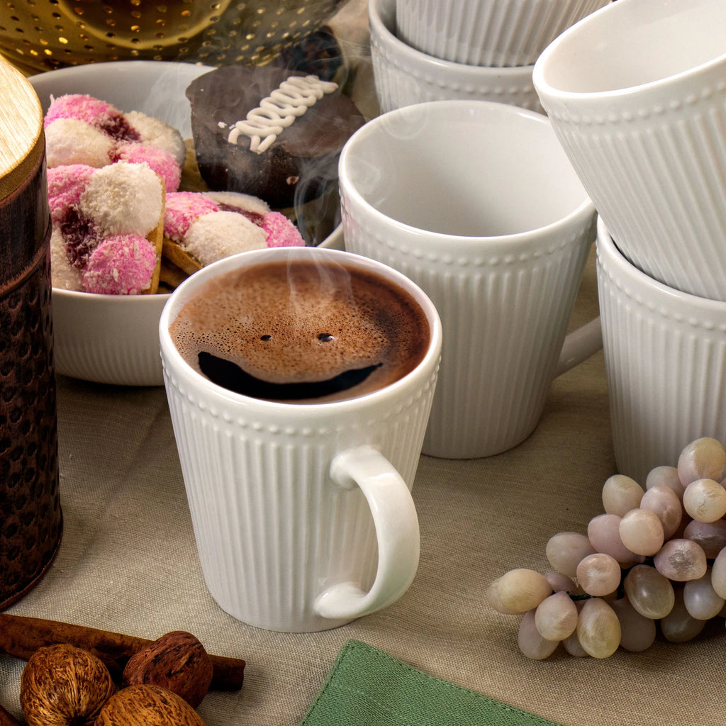 12 Piece Porcelain Mug Set in White H284