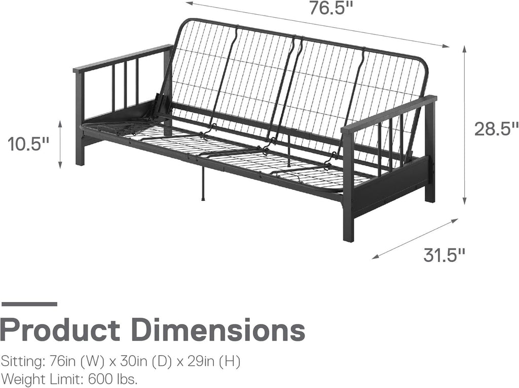Black Metal Arm Futon Frame Z8785
