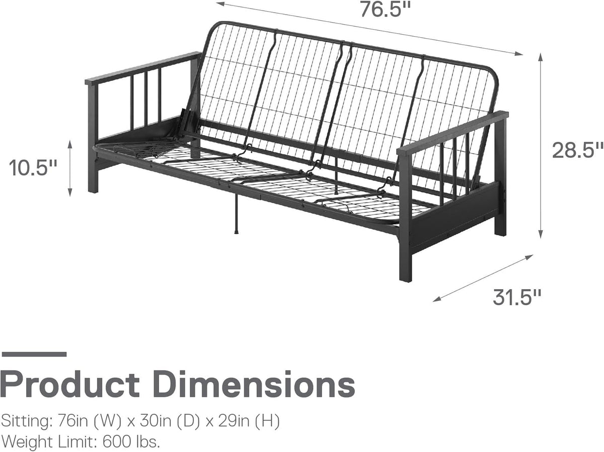 Black Metal Arm Futon Frame Z8785