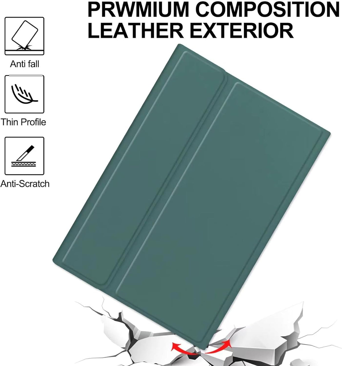 DarkGreen Keyboard Case with Pencil Holder for iPad 6th Generation, iPad 5th Gen, iPad Air 2, iPad Pro 9.7'' H3607