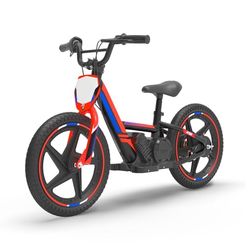 Lightweight 170W Electric Dirt Bike for Kids, Adjustable Seat, 12Inch Off Road Tires, Red P1328