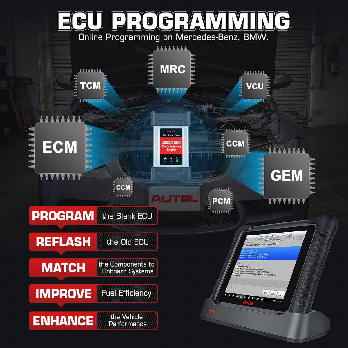 Autel Scanner MaxiSys Elite II, 2022 Newer Model, Hardware Same as Autel MS909, J2534 ECU Programming & Coding, Bi-Directional Control, 38+ Services G254763