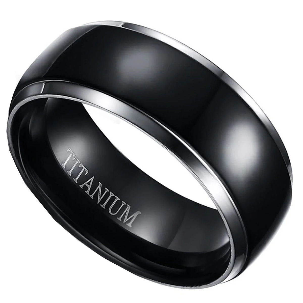 3 Piece Sterling Silver Black Titanium Wedding Band Engagement Ring Set Y192485