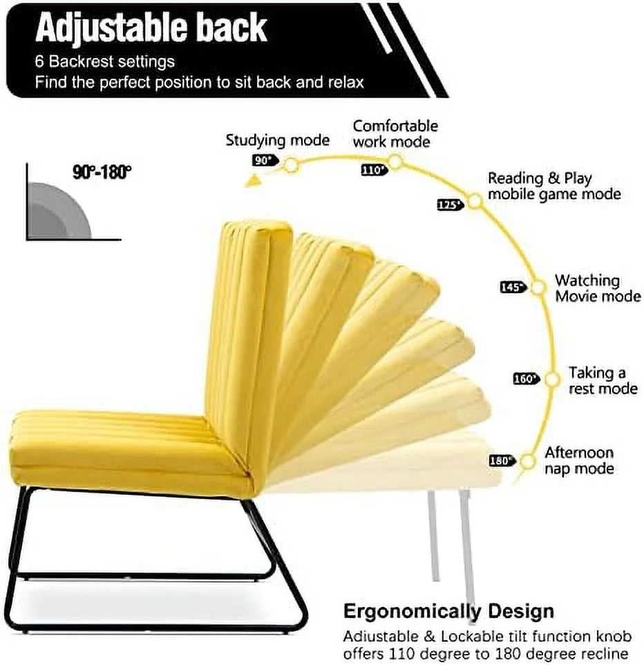 Adjustable Faux Velvet Accent Chair with Ottoman F24682