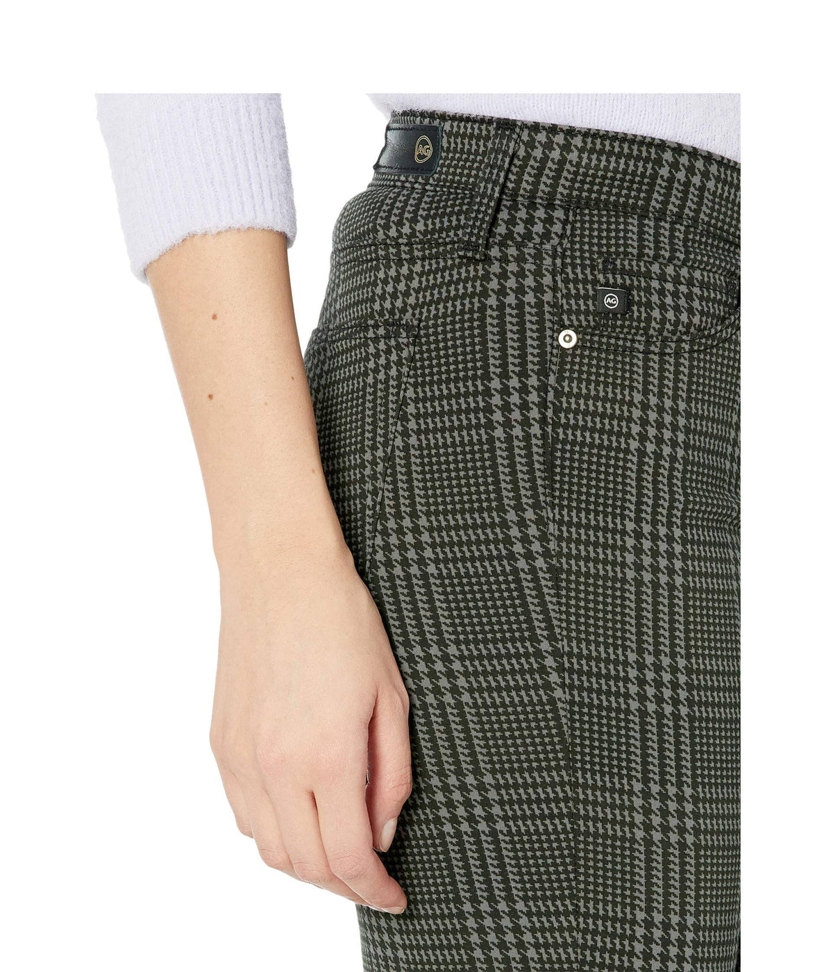 26 28 Houndstooth Plaid Ankle Jeans O112