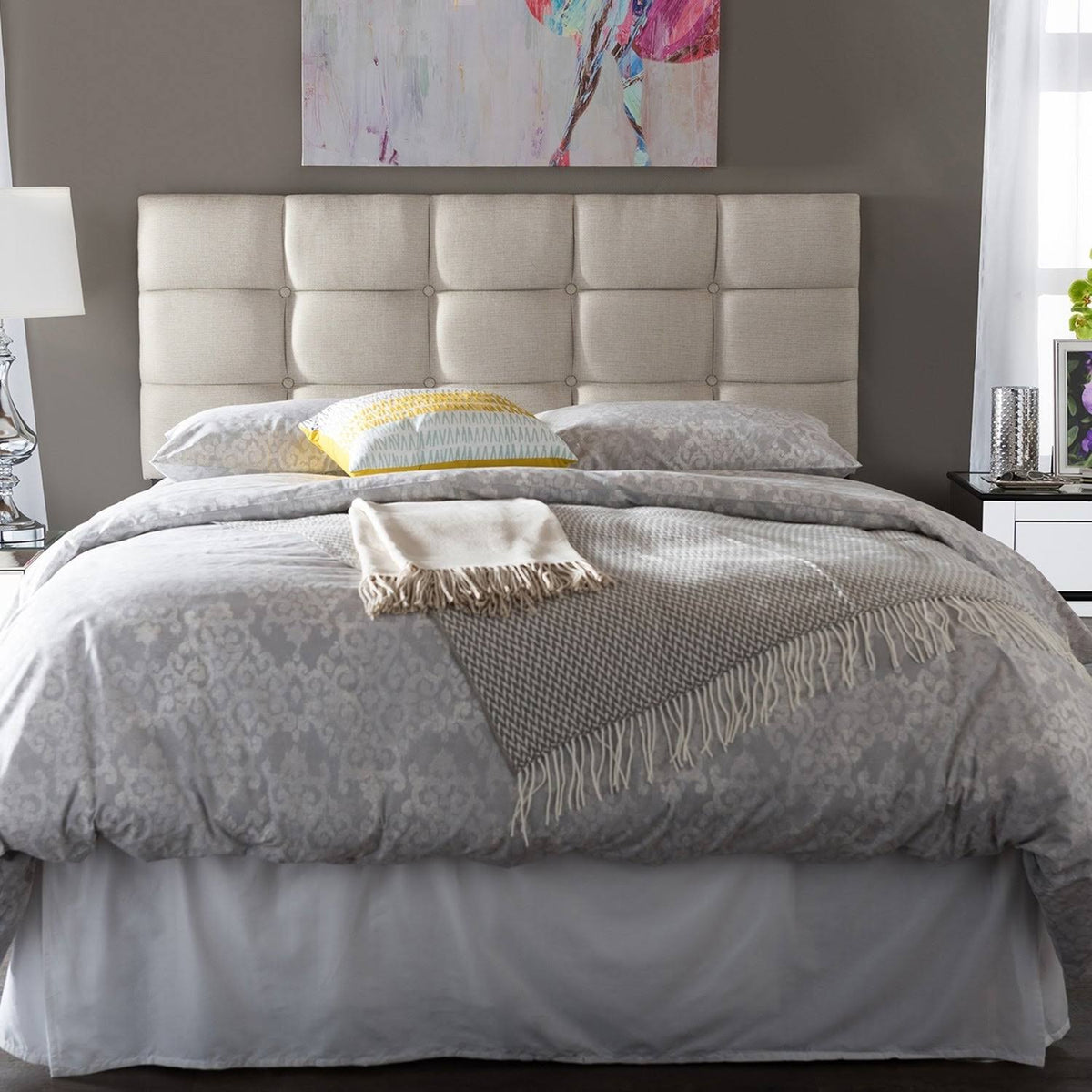 Grey Fabric Full Size Headboard C9638