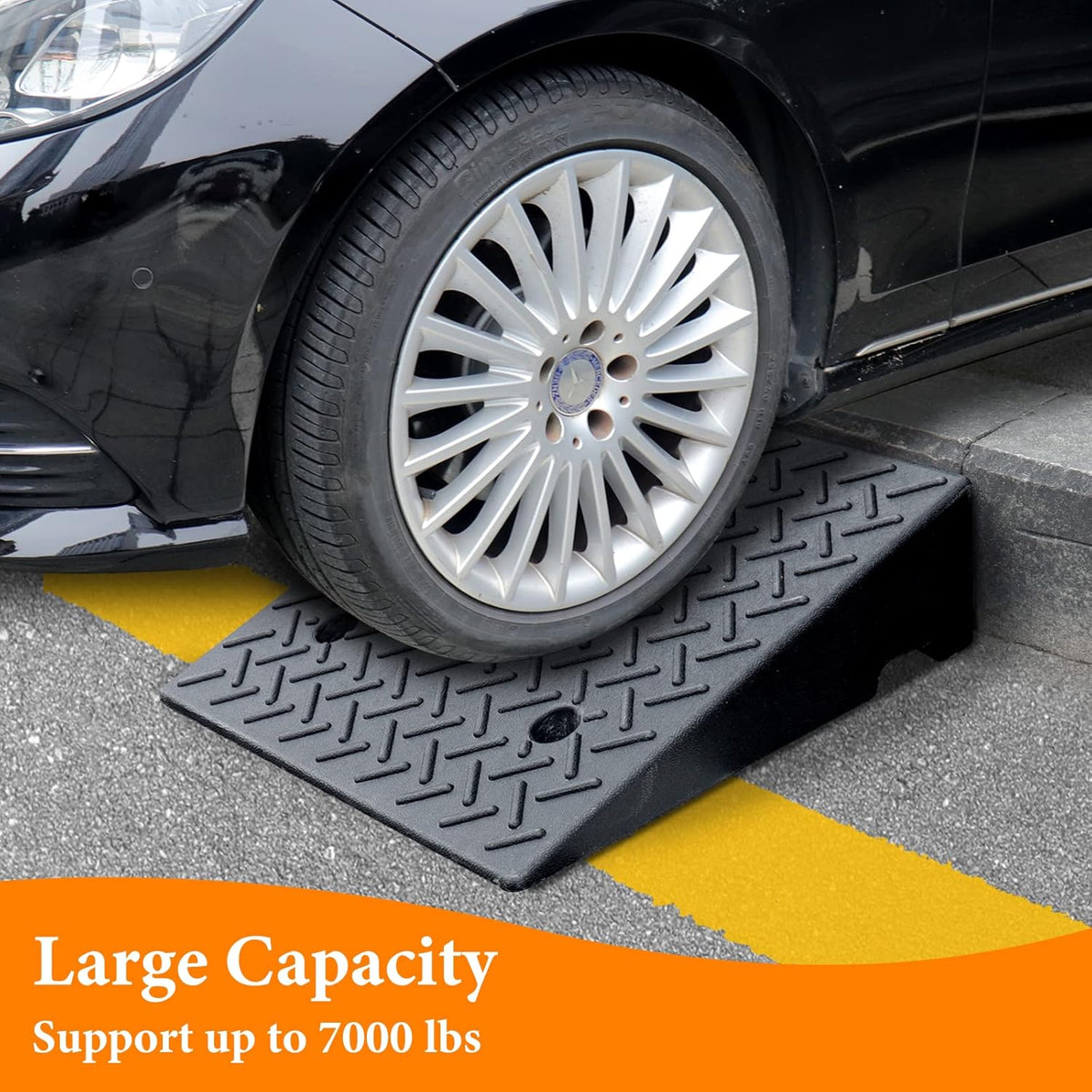 Rubber Curb Ramp 19.6 × 19.6 × 6 Heavy Duty Portable Threshold Ramp 1 PC R49270