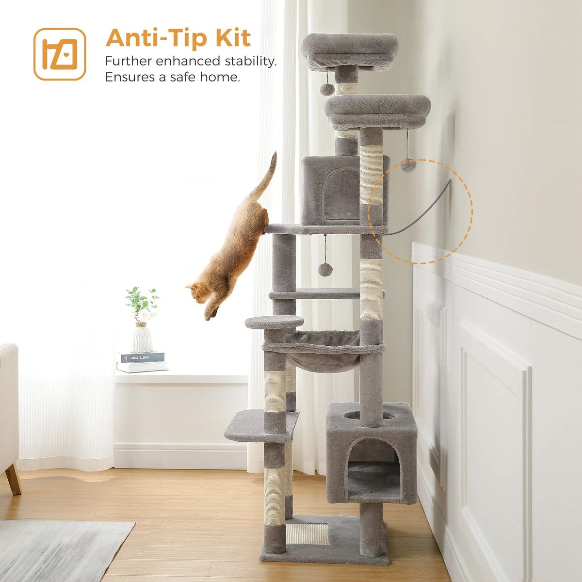 Gray Multi Level Cat Tree with 7 Scratching Posts G187