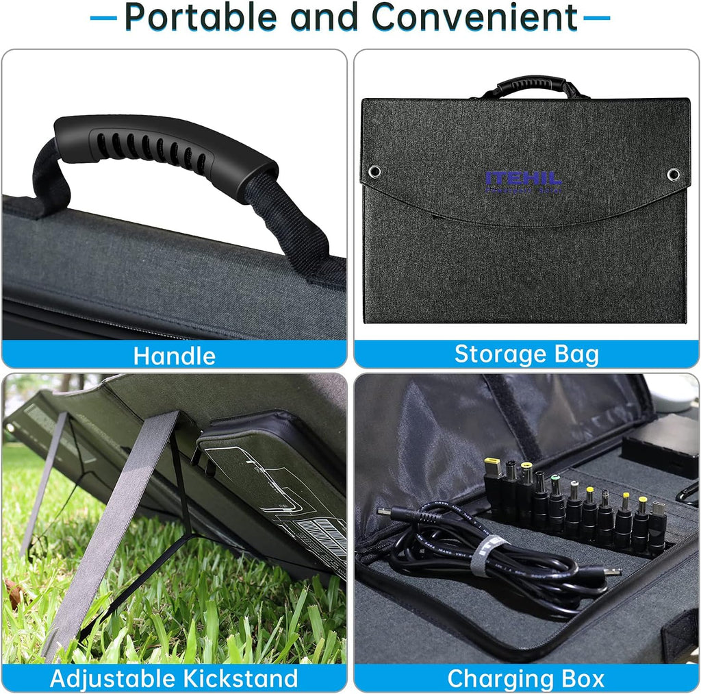 100W 18V Monocrystalline Portable Solar Panel with USB/DC Outputs C98071