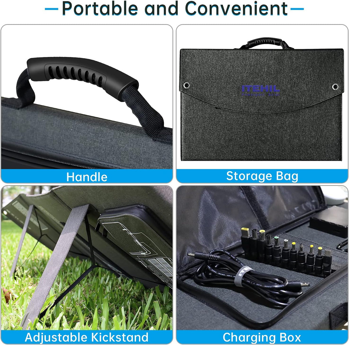 100W 18V Monocrystalline Portable Solar Panel with USB/DC Outputs C98071
