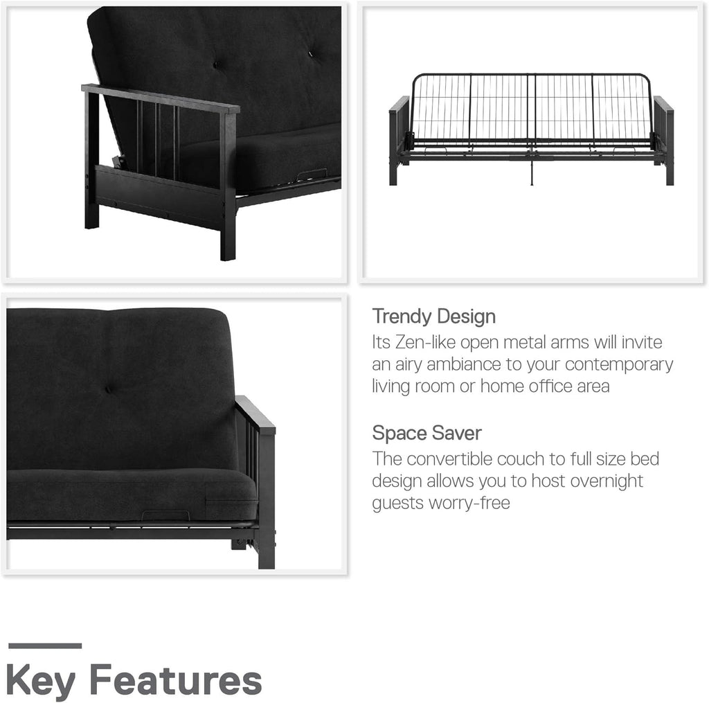 Black Metal Arm Futon Frame Z8785