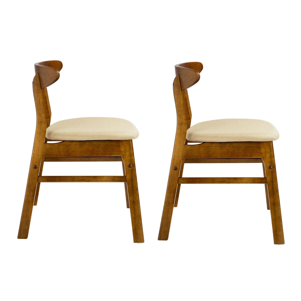 Beige Solid Wood Upholstered Dining Side Chair Set of 2 D364101