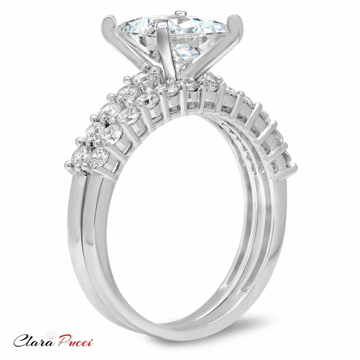 18K White Gold Princess Cut Diamond Engagement Ring Set O22638