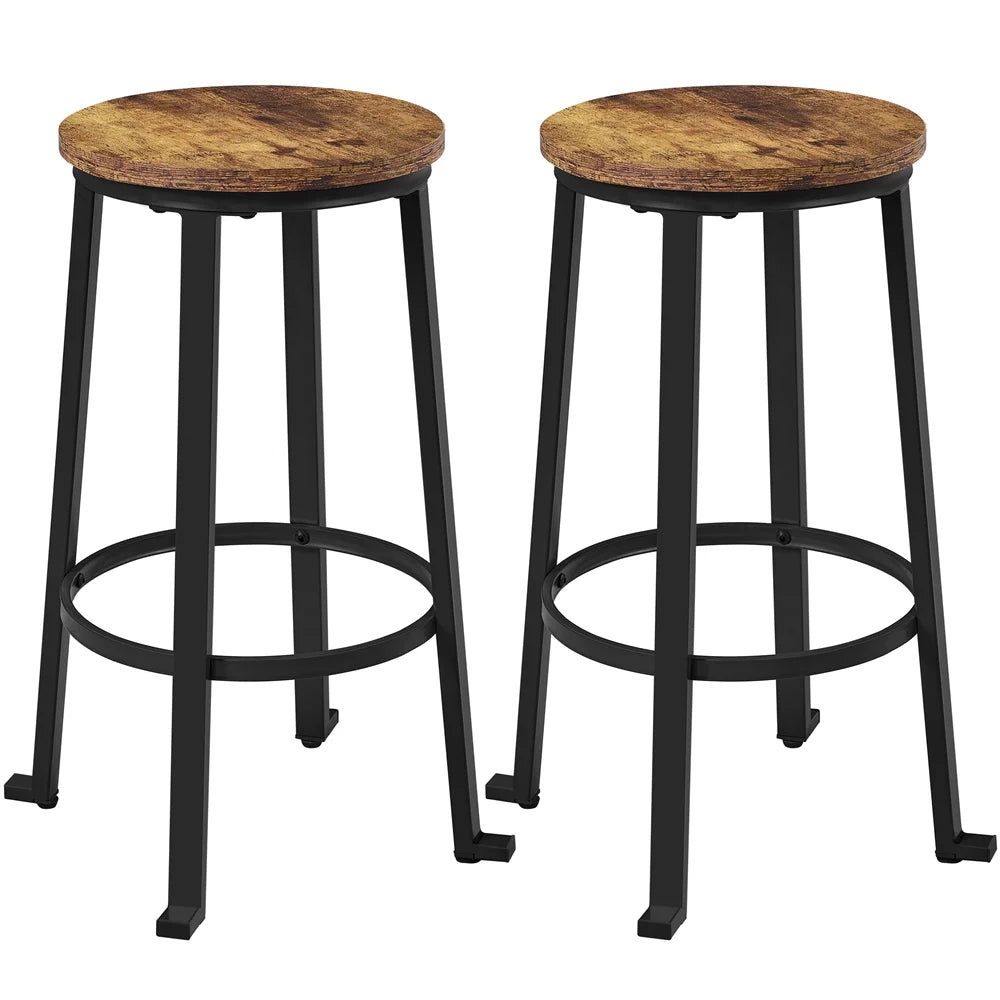 26"H Pub Height Bar Stools Set of 2 Rustic Brown M547
