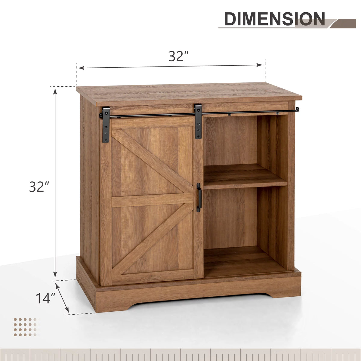 Brown Sliding Barn Door Storage Cabinet Sideboard E633848